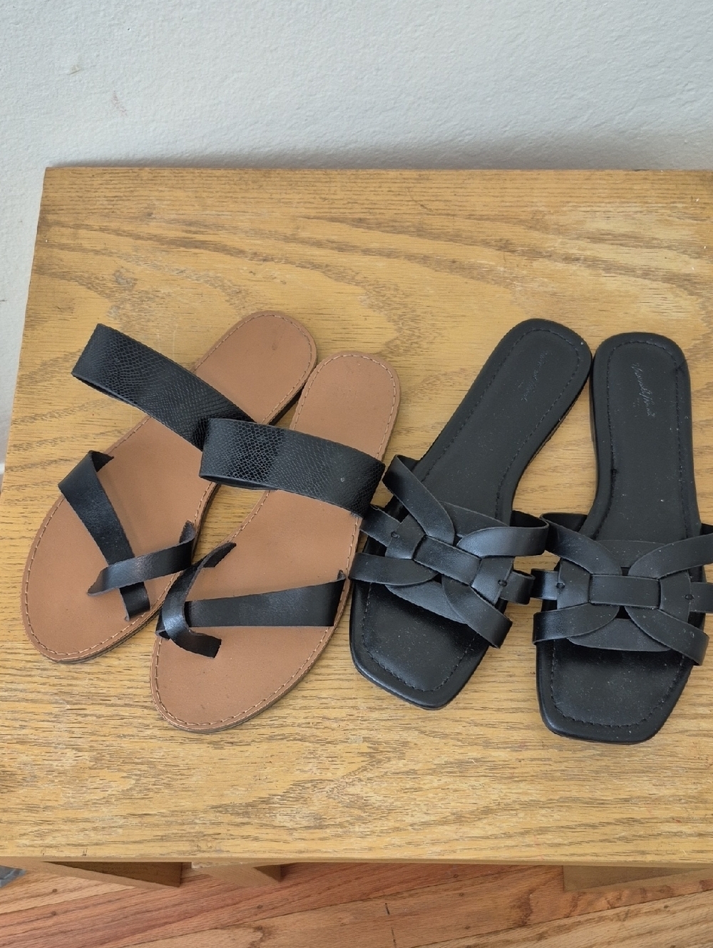 NWOB Black Sandals Universal Thread/JustFab Sz 8-8.5 TWO PAIRS ONE PRICE